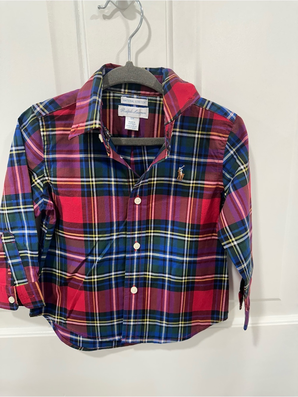 Ralph Lauren Boys Plaid Button-Down Shirt in Red, Blue